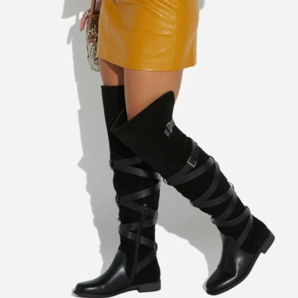 NWOT Shoedazzle Wraparound Thigh High Flat Boot